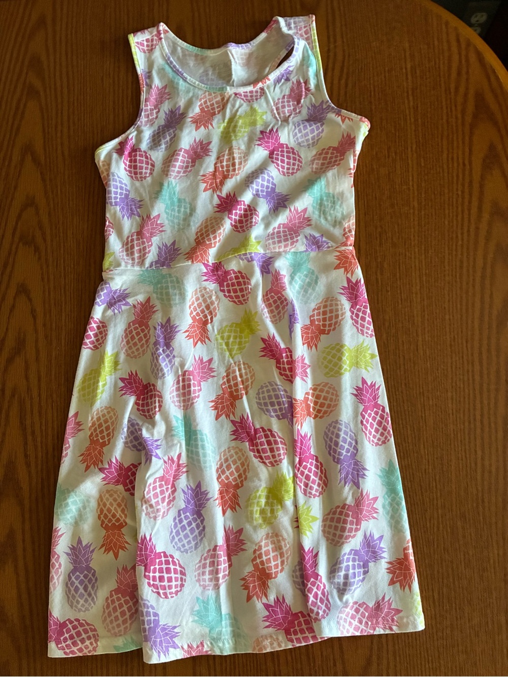 The Children's Place White Sleeveless Dress with Multicolor Pineapples
